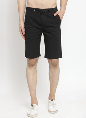 Men Black Solid Regular Fit Regular Shorts