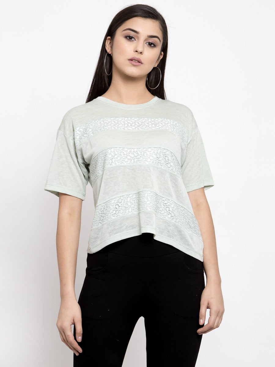 Women Solid laced Top