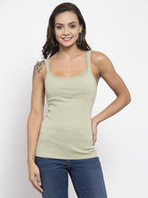 Women Solid Mint Green Scoop Neck Vest
