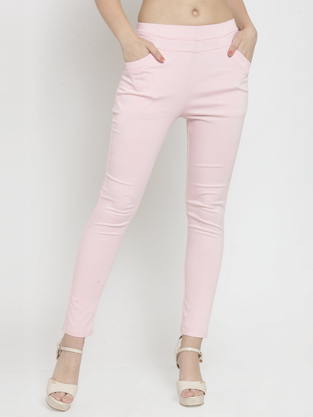 Women Black Solid Regular Fit Jeggings