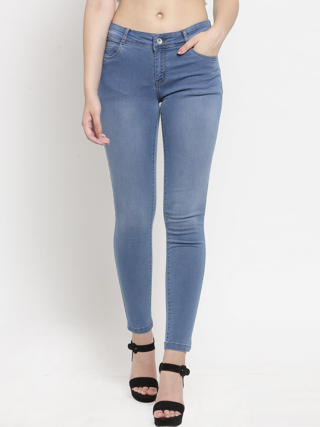 Women Black Regular Fit Mid-Rise Clean Look Jeans