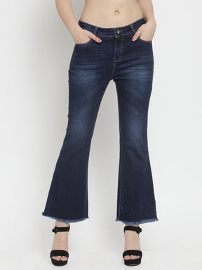 Women Blue Flared Denim Jeans