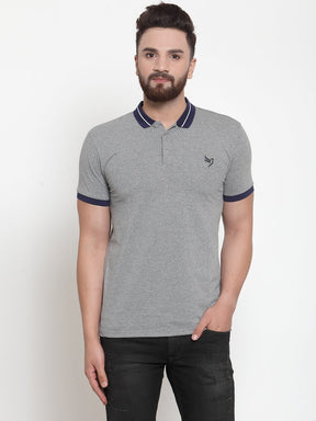 Mens Plain Grey And Red Combo Of 2 T-Shirts