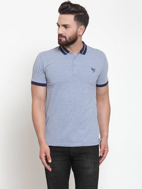 Mens Plain Navy And Sky Combo Of 2 Collar Polo T-Shirts