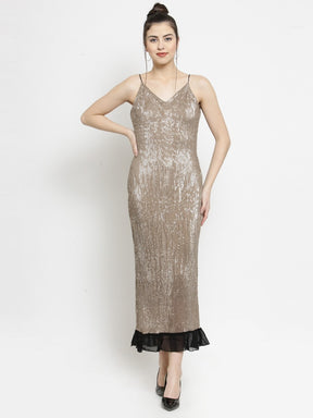 Women Gold Sequinned Cocktail Dress