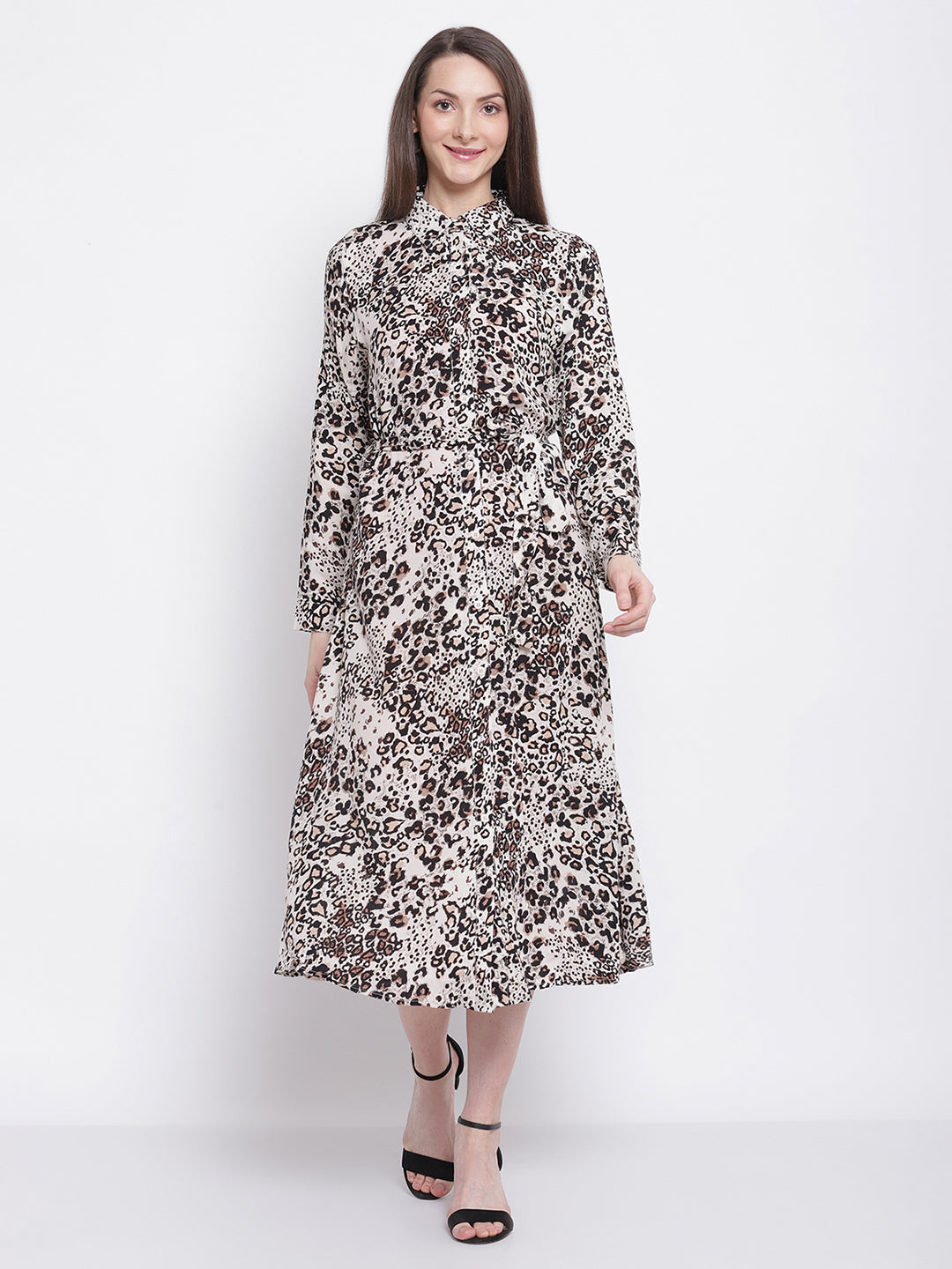 Leopart Print Knee Length Dress