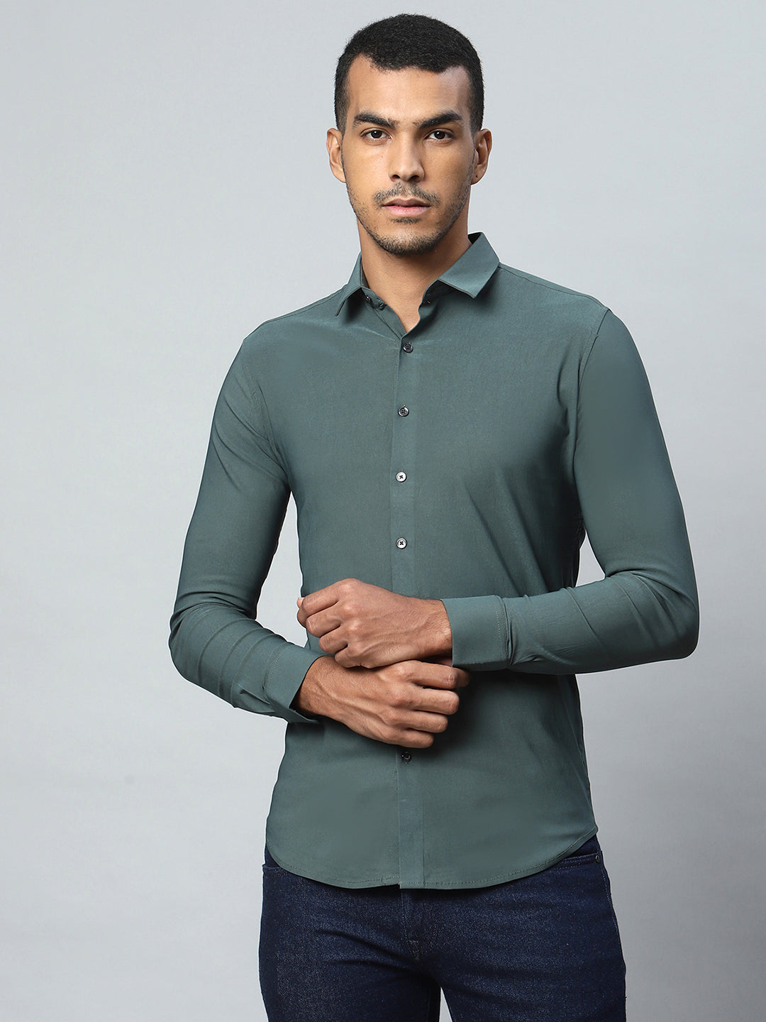 Men Fungus green Collared Shirt