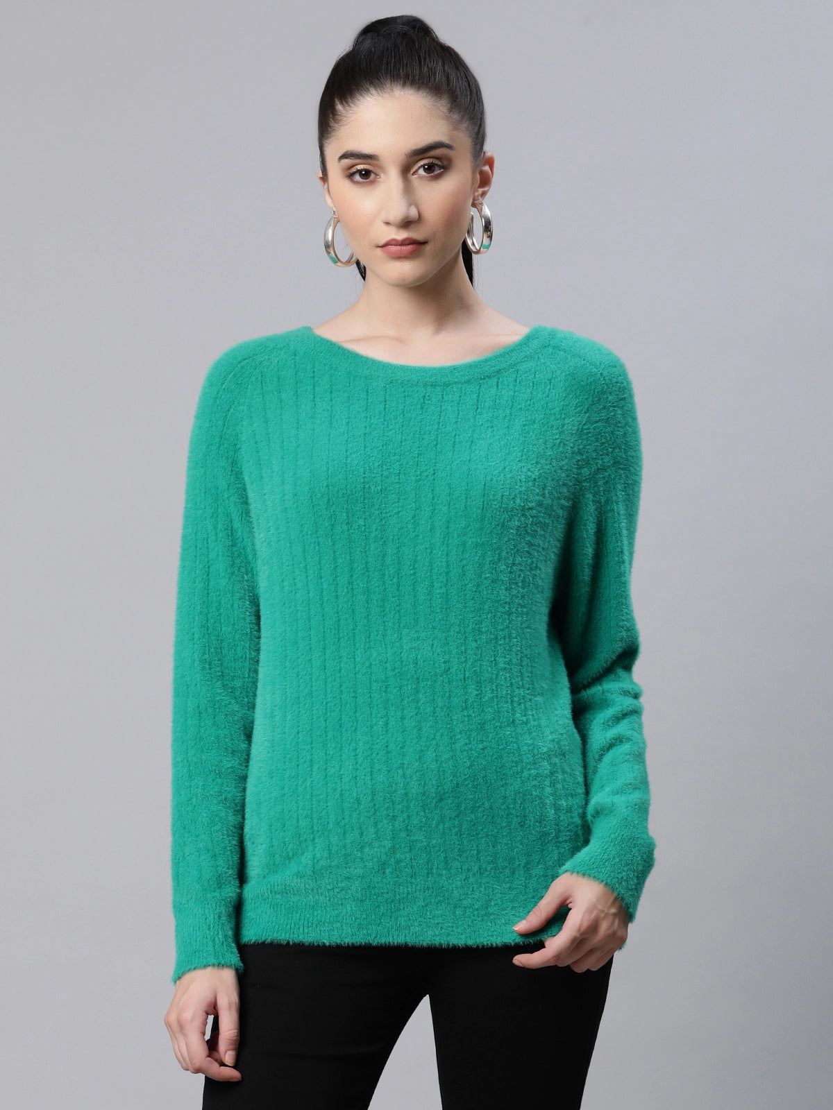Women Pile knit  Woolen With Green