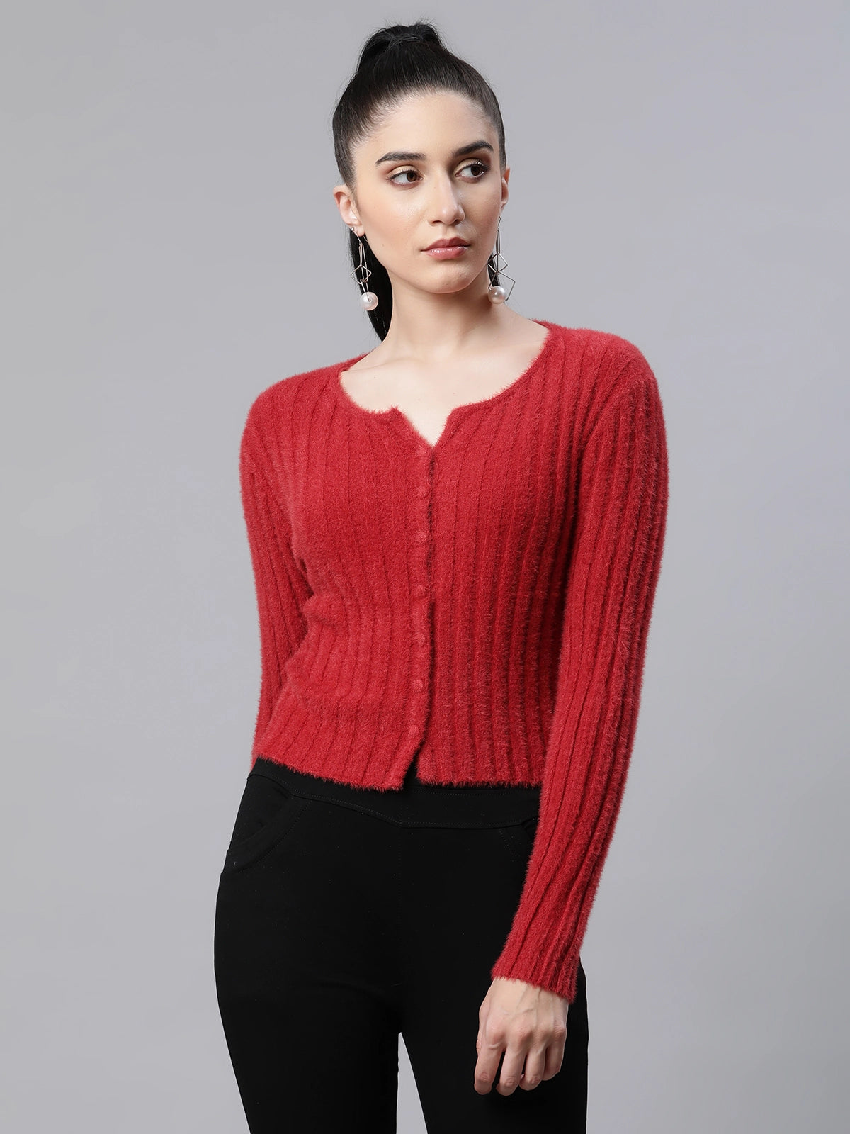 Best Wine Knit Slim Fit Casual Cardigan