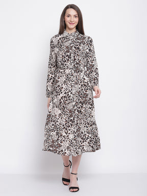 Leopart Print Knee Length Dress