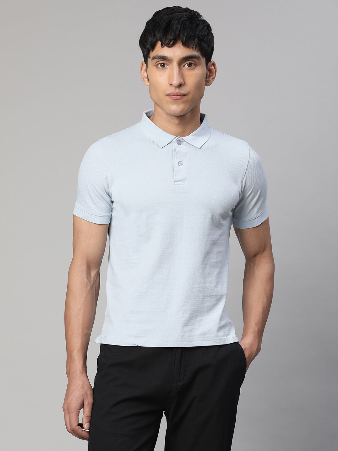 Men Sky Blue Polo T-Shirt