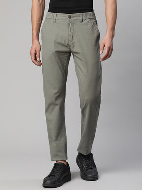 Men Olive Green Semi Formal Trouser