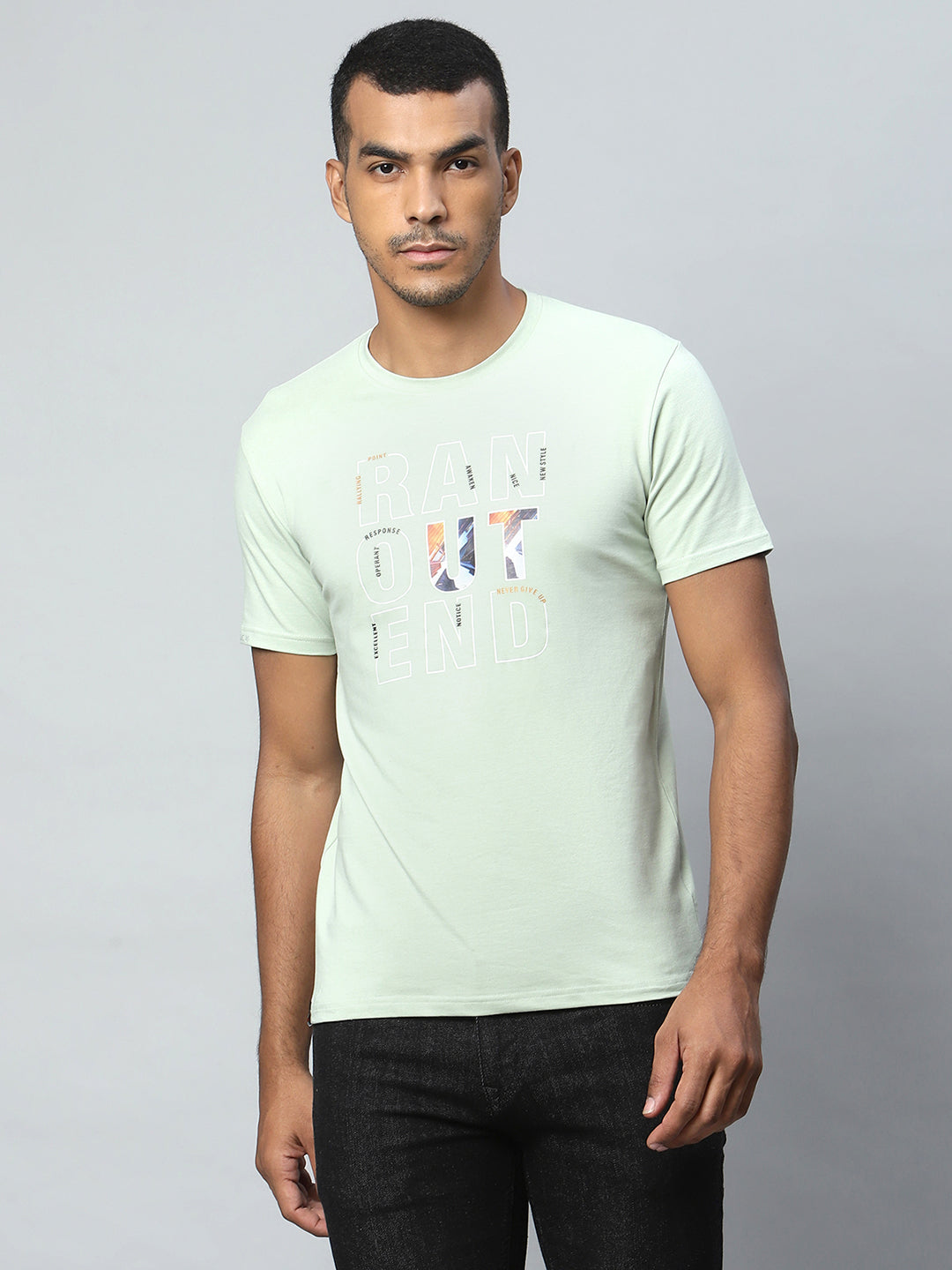 Men Alpha printed Sea Green T-Shirt