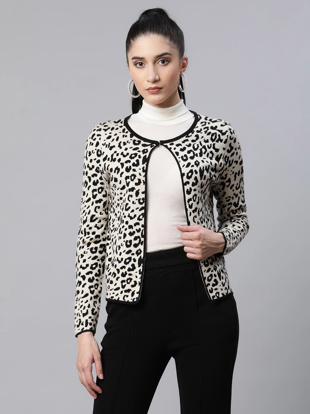 Women Animal Printed White Polyester 