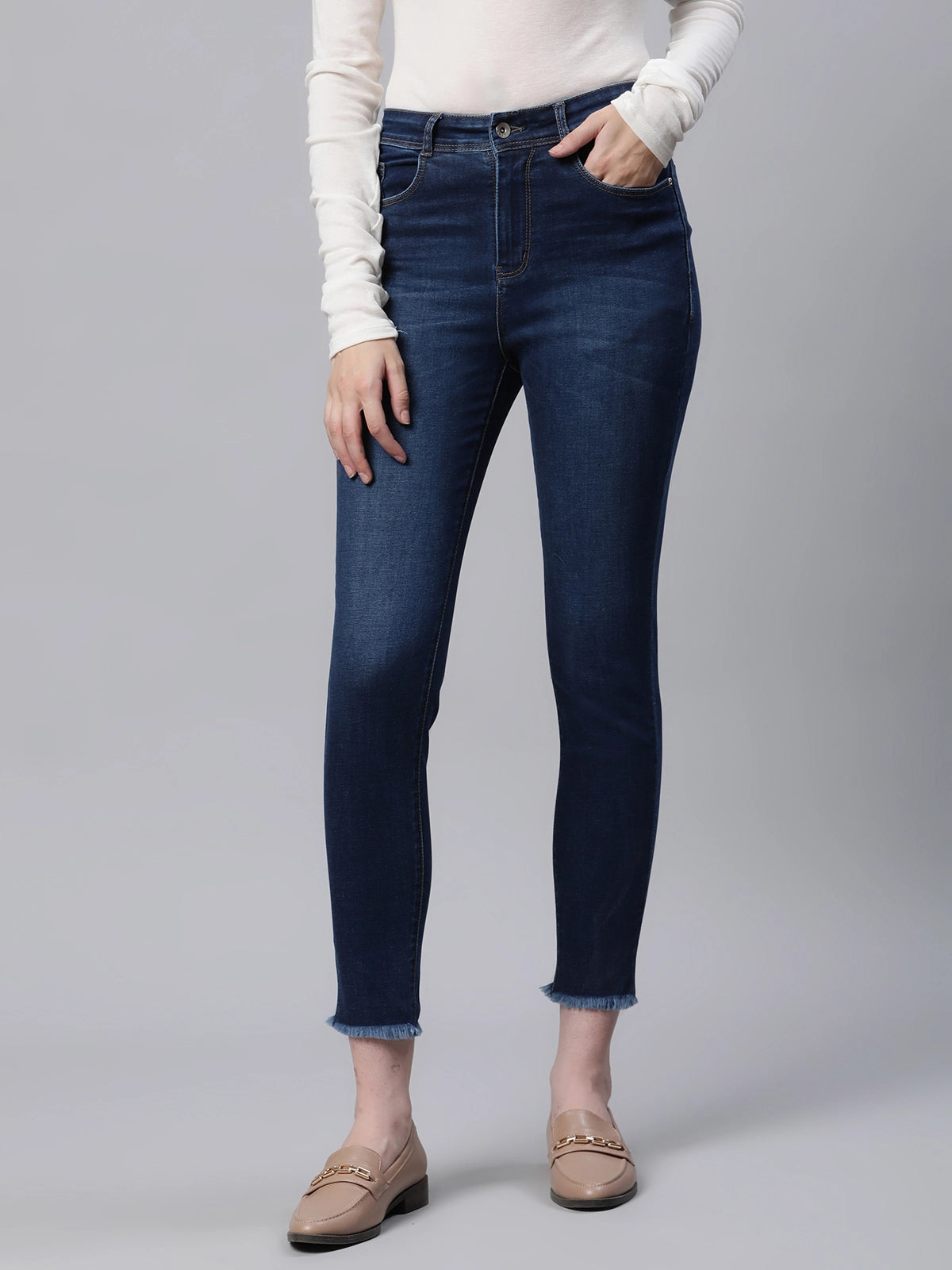 Blue High Waist Slim Fit Jeans