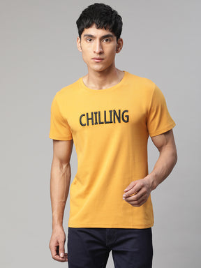 Men Alpha Printed Mustard T-Shirt