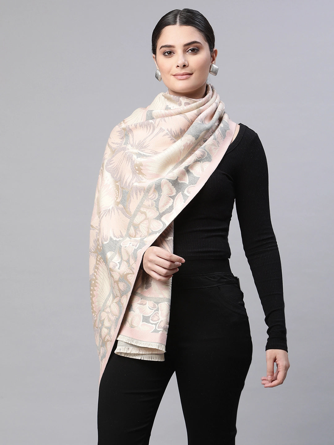  Grey Jacquard Stole