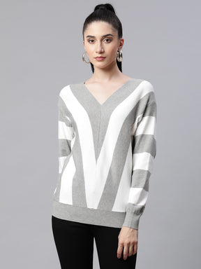Grey Knit Regular Fit Casual Pullover