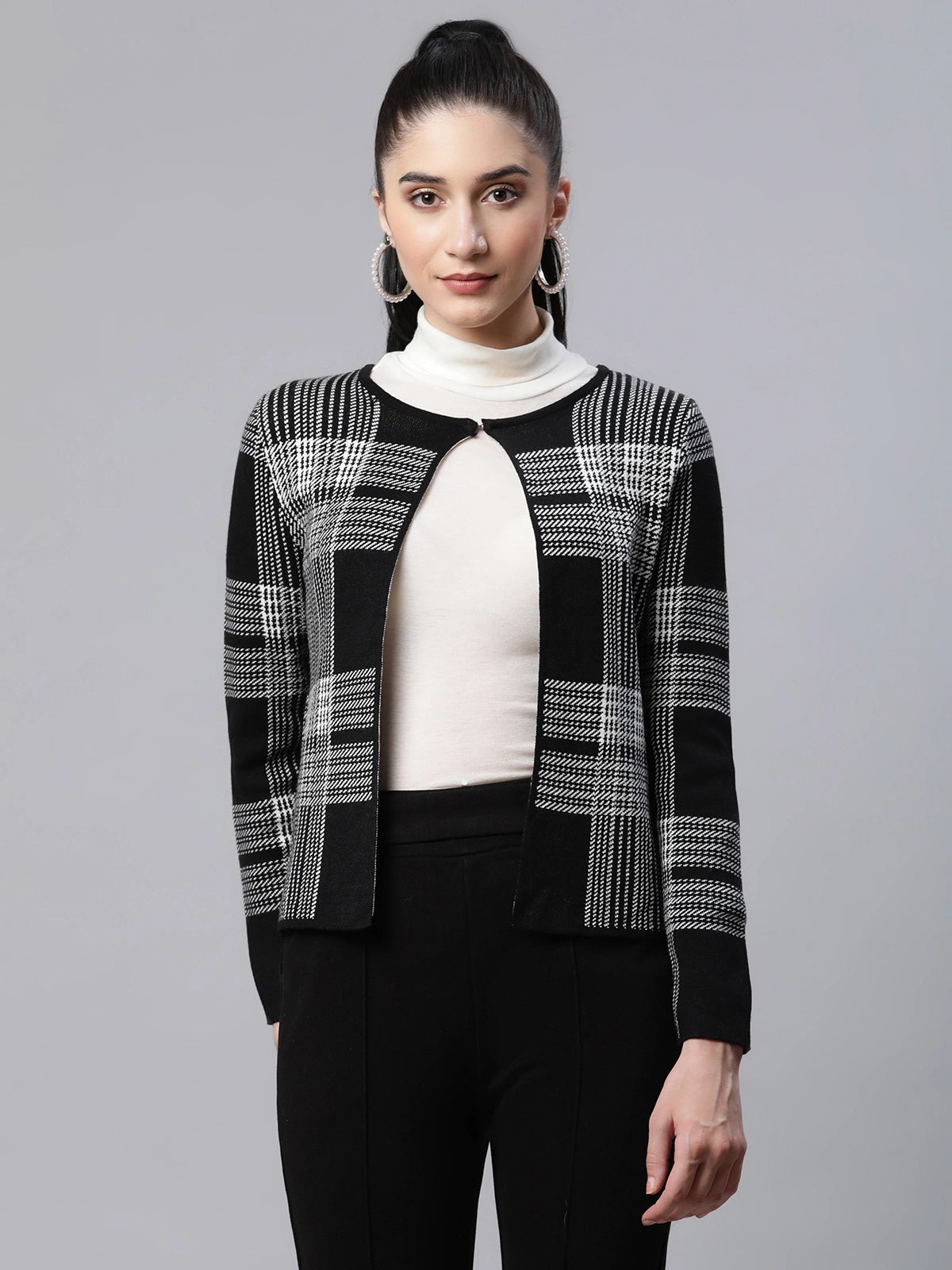 Women Checkered Black