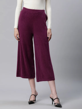Pile knit High Rise Plum Flared Lower
