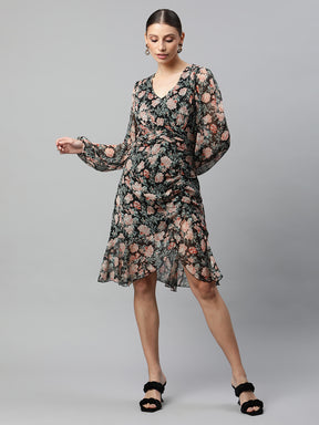 women black and multi color floral dress