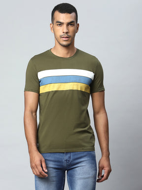 Men Khaki Green T-Shirt