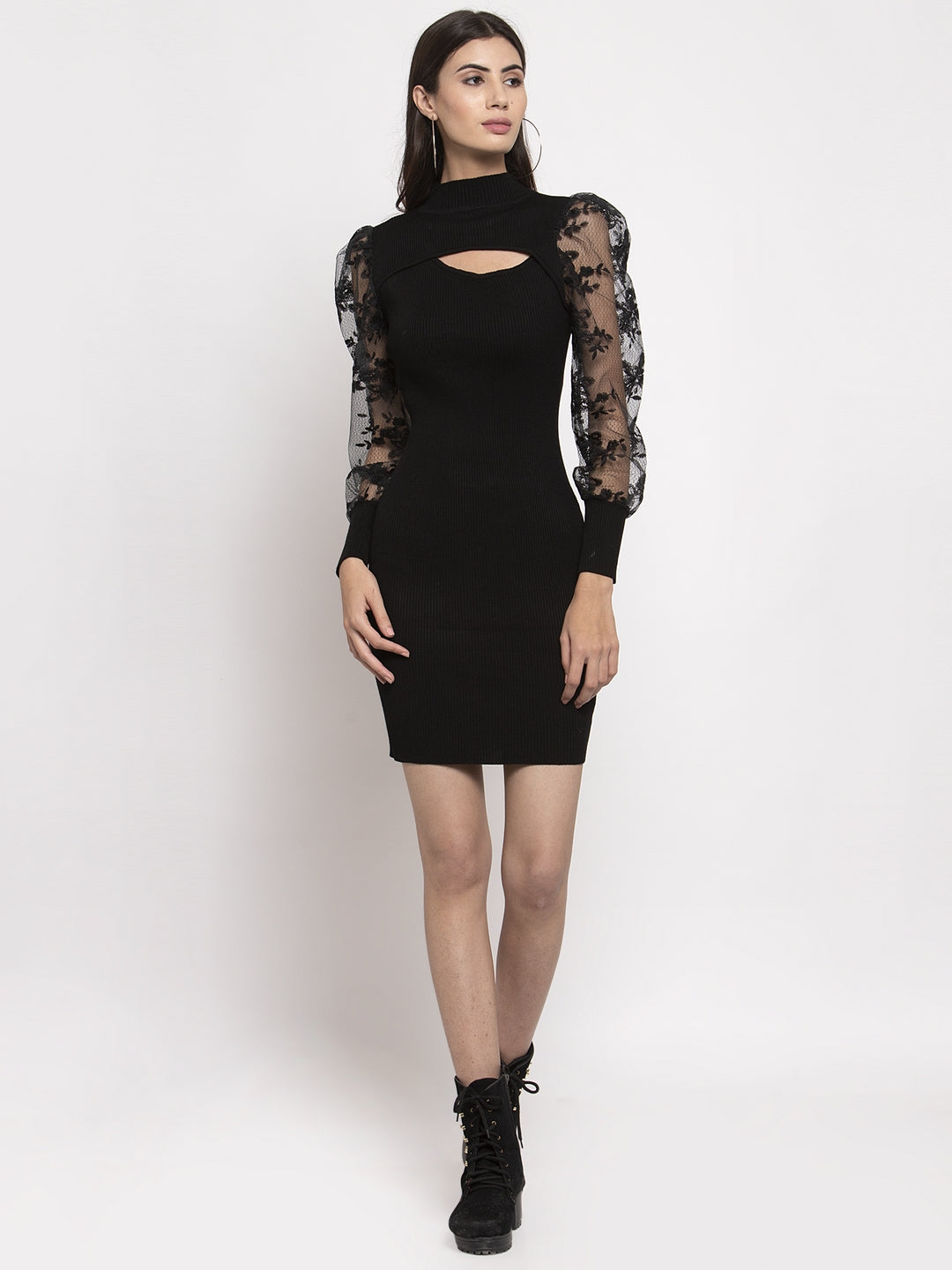 Women Black Solid Short Dress