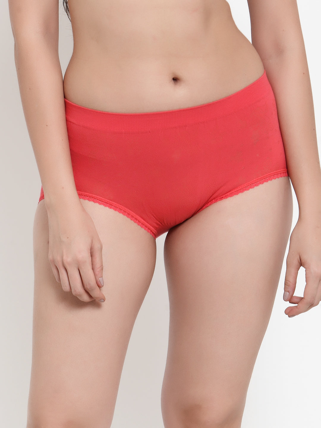 Women Peach Cotton Viscose Lycra Solid Briefs