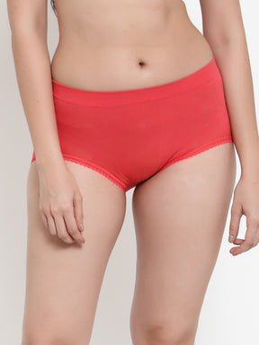 Women Peach Cotton Viscose Lycra Solid Briefs