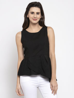Women Black A-Line Fit Drop Waist Top