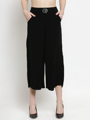 Women Solid Black Culottes