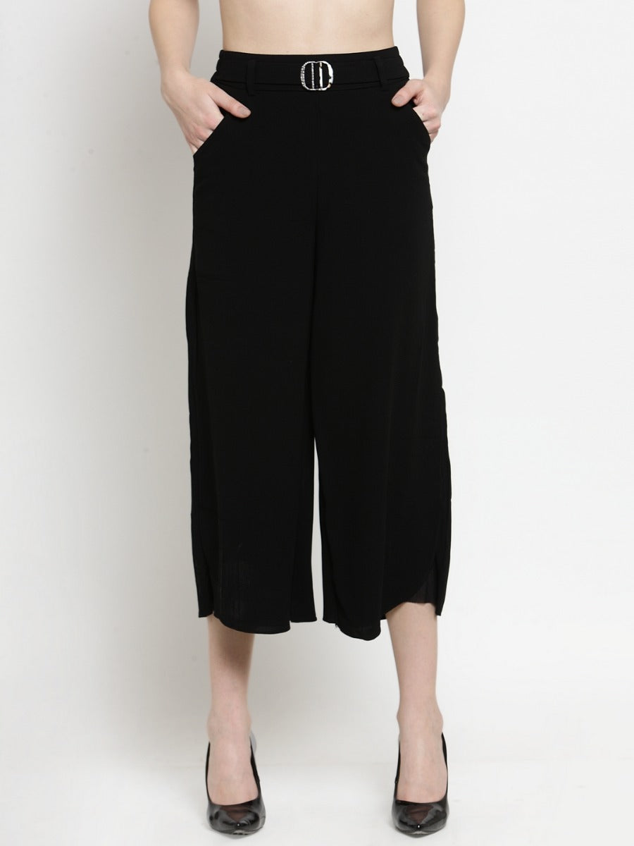 Women Solid Black Culottes