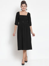Women Black Square Neck Dress