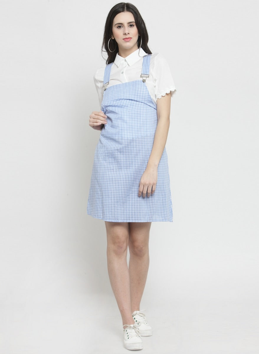Women Checked Red Dungaree