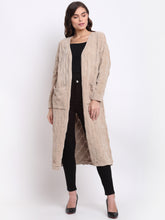 Women Beige Front Open Solid KNIT Shrug