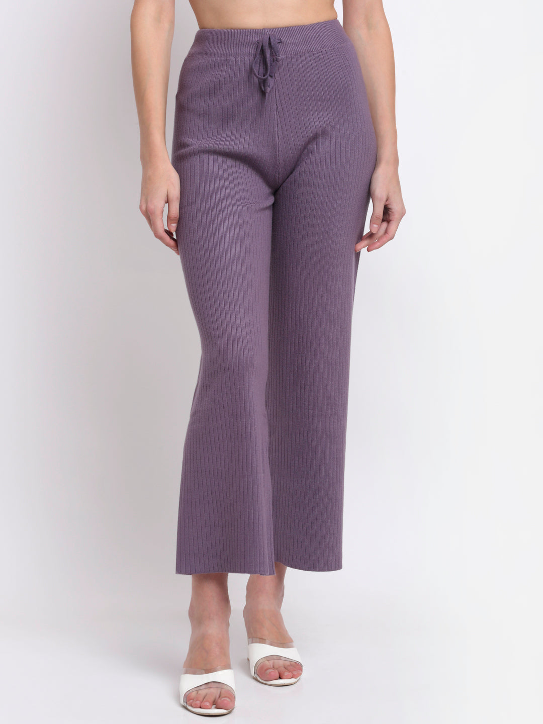 Women Purple KNIT Solid Lower