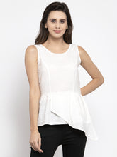 Women White A-Line Fit Drop Waist Top