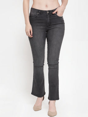 Women Grey Denim Solid Jeans