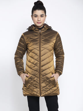 Women Gold Hooded Jacket