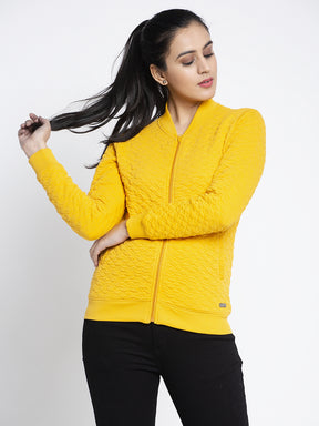 Women Mustard Solid Sweatshirt