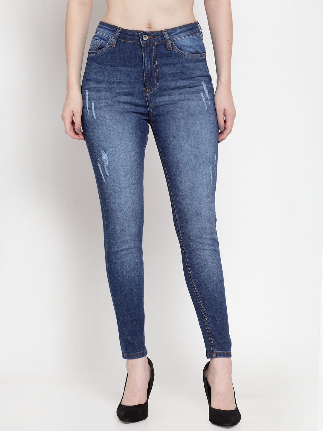 Women Dark Blue Denim Solid Jeans