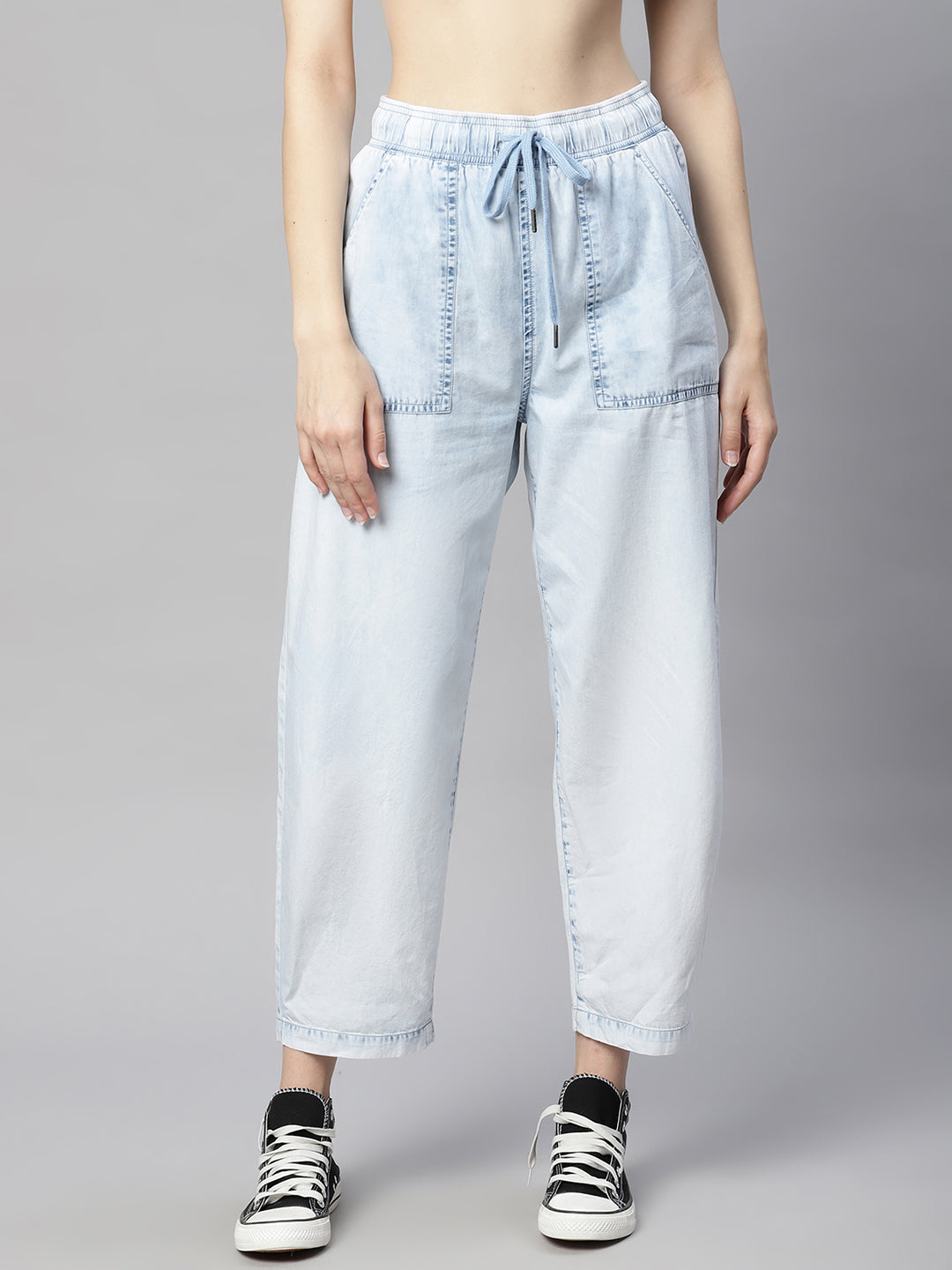 Women Blue Denim Plain Lower