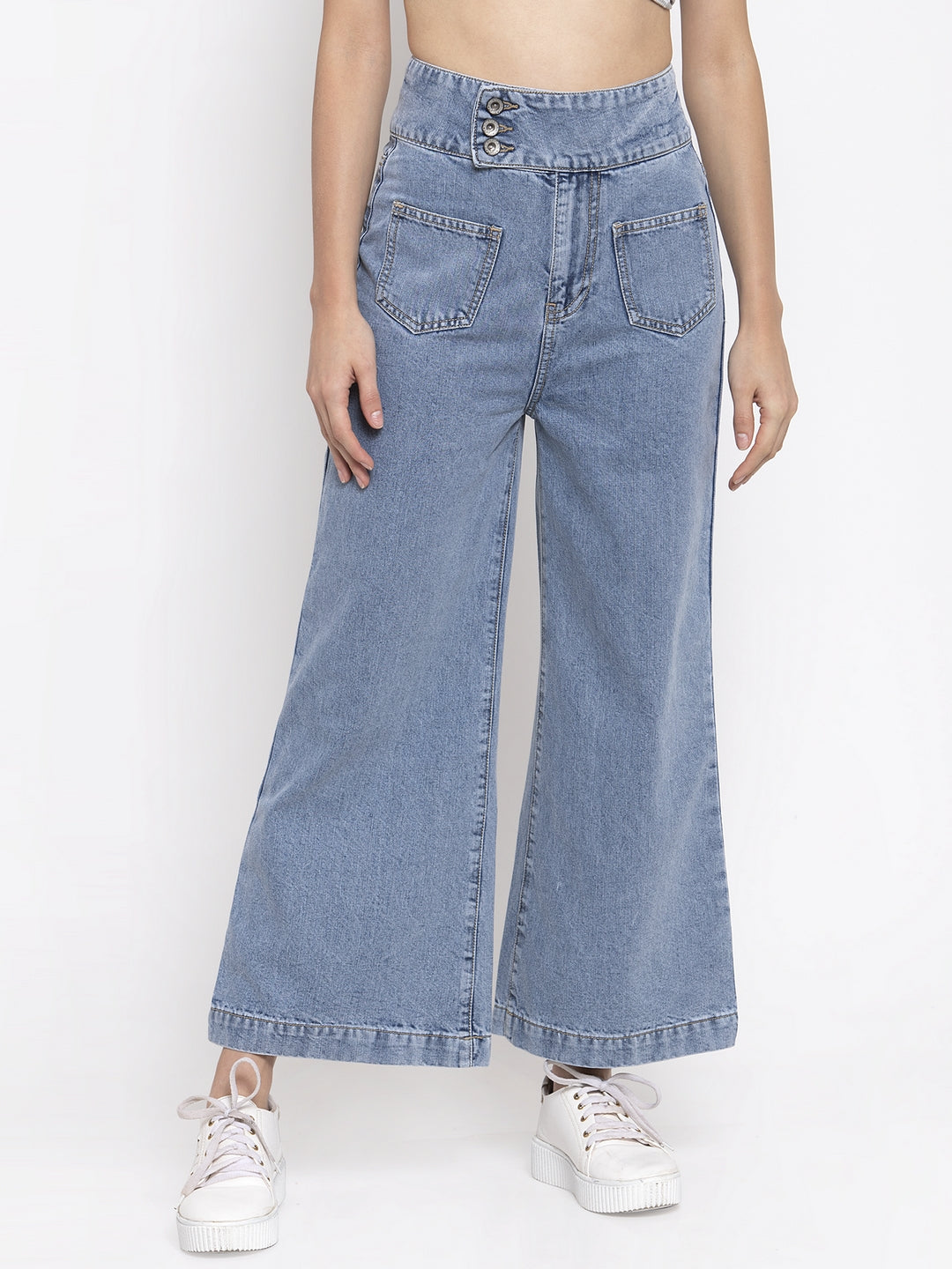 Women Solid Blue Denim Jeans