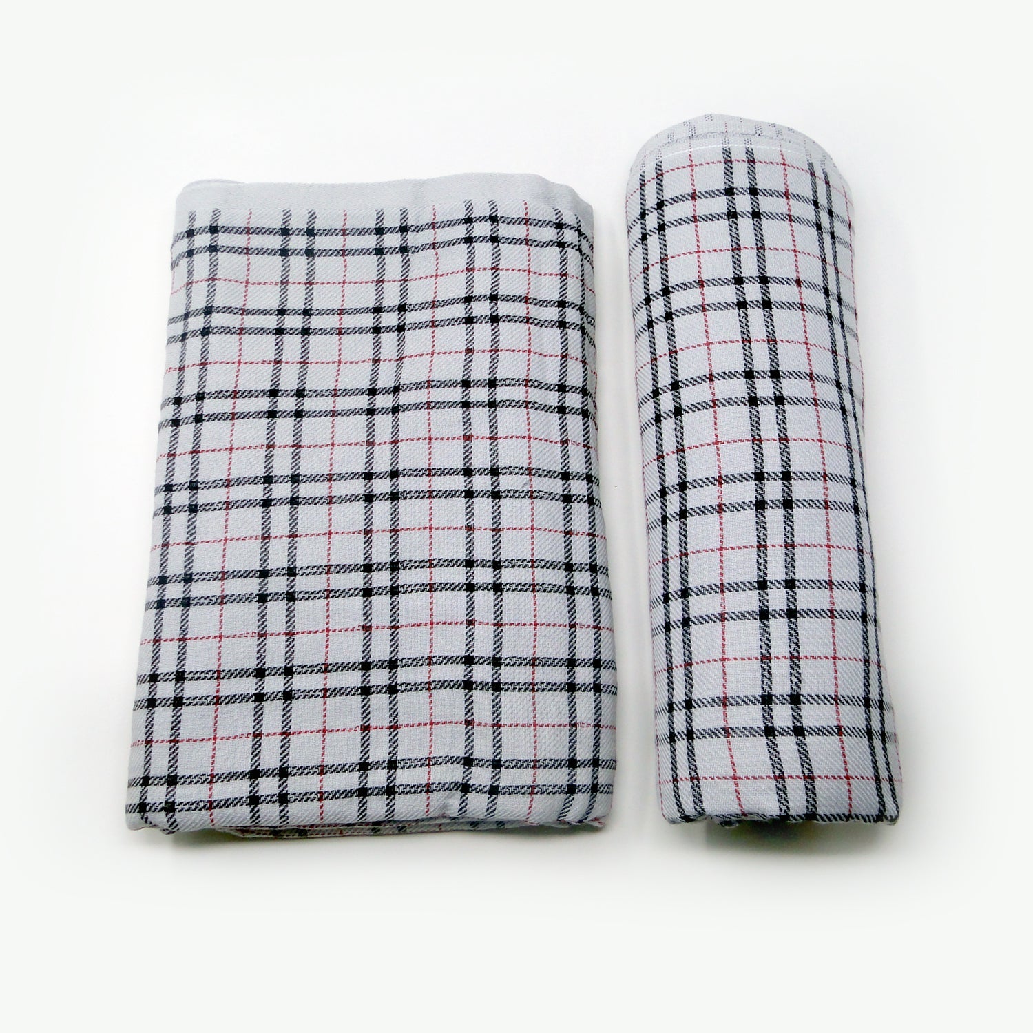 Set of 2 Grey Checked Super Absorbent Bath Towel (70x140)