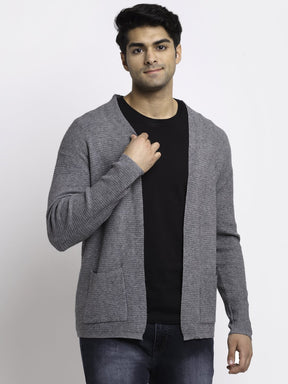 Men Beige Front Open Solid Shrug
