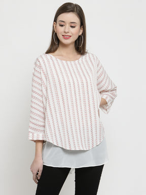 Women White Georgette Layered Top