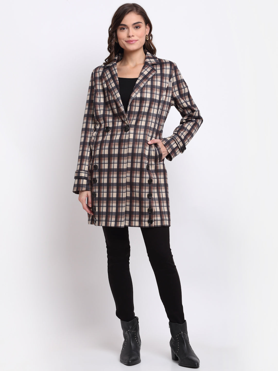Women Brown Collared  Coat