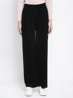 Women Black Solid Palazzo