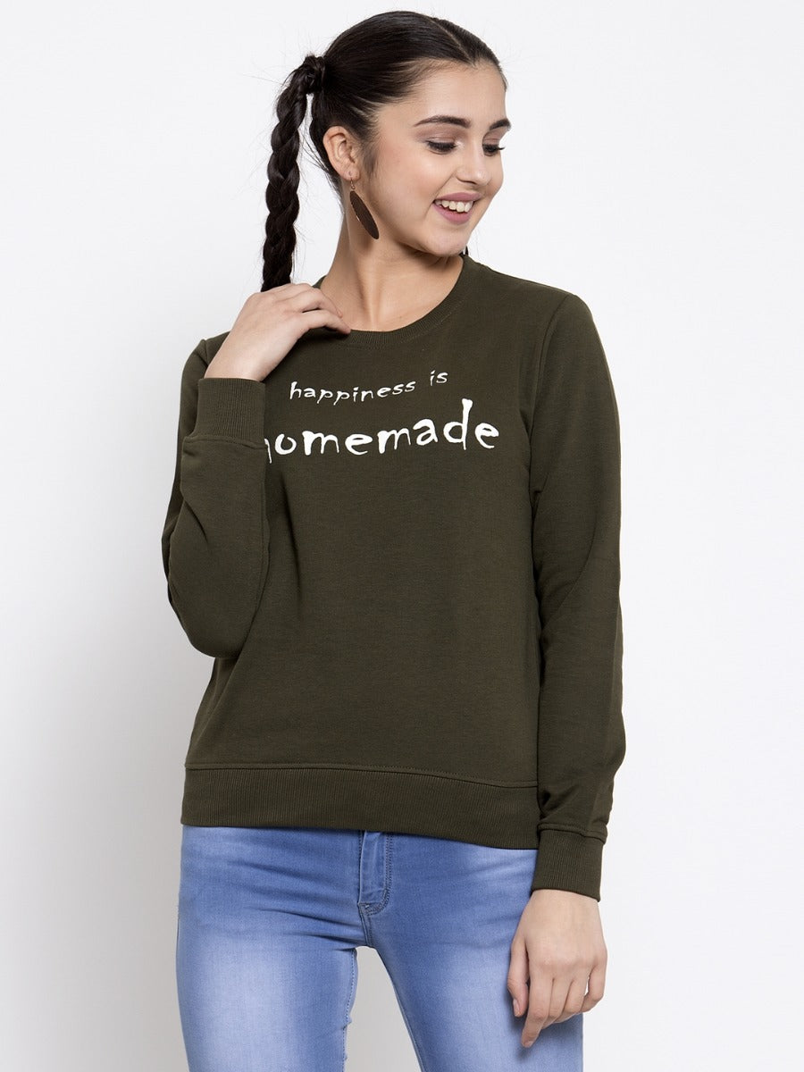 Women Olive Sweat Shirt