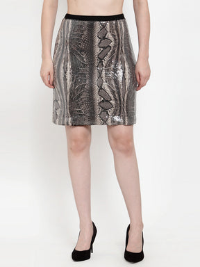 Women Grey Printed Skirt
